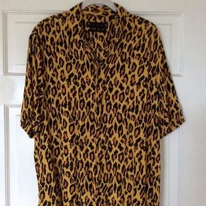 AllSaints small Ocelot Print Hawaiian Shirt